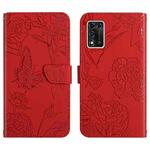 For ZTE Libero 5G II Skin Feel Butterfly Peony Embossed Leather Phone Case(Red)