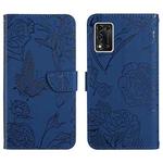 For ZTE Libero 5G II Skin Feel Butterfly Peony Embossed Leather Phone Case(Blue)