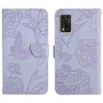 For ZTE Libero 5G II Skin Feel Butterfly Peony Embossed Leather Phone Case(Purple)