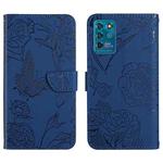 For ZTE Blade V30 Vita Skin Feel Butterfly Peony Embossed Leather Phone Case(Blue)