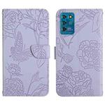 For ZTE Blade V30 Vita Skin Feel Butterfly Peony Embossed Leather Phone Case(Purple)