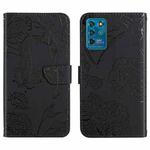 For ZTE Blade V30 Vita Skin Feel Butterfly Peony Embossed Leather Phone Case(Black)