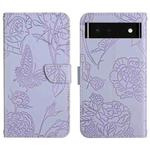 For Google Pixel 6 Skin Feel Butterfly Peony Embossed Leather Phone Case(Purple)