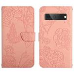 For Google Pixel 7 5G Skin Feel Butterfly Peony Embossed Leather Phone Case(Pink)