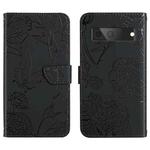For Google Pixel 7 5G Skin Feel Butterfly Peony Embossed Leather Phone Case(Black)