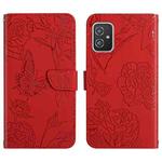 For Asus ZenFone 8 ZS590KS Skin Feel Butterfly Peony Embossed Leather Phone Case(Red)