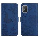 For Asus ZenFone 8 ZS590KS Skin Feel Butterfly Peony Embossed Leather Phone Case(Blue)