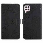 For Huawei P40 Lite Skin Feel Butterfly Peony Embossed Leather Phone Case(Black)