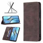For Honor X20 Magnetic RFID Blocking Anti-Theft Leather Phone Case(Brown)