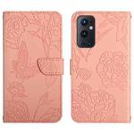 For OnePlus 9 Pro Skin Feel Butterfly Peony Embossed Leather Phone Case(Pink)