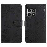 For OnePlus 10 Pro Skin Feel Butterfly Peony Embossed Leather Phone Case(Black)