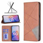 For OPPO A96 5G Prismatic Invisible Magnetic Leather Phone Case(Brown)