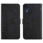 For Samsung Galaxy A03 Core Skin Feel Butterfly Peony Embossed Leather Phone Case(Black)