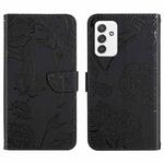 For Samsung Galaxy A82 Skin Feel Butterfly Peony Embossed Leather Phone Case(Black)