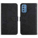 For Samsung Galaxy M52 5G Skin Feel Butterfly Peony Embossed Leather Phone Case(Black)