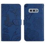 For Samsung Galaxy S10e Skin Feel Butterfly Peony Embossed Leather Phone Case(Blue)