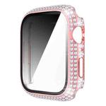Diamond PC + Tempered Glass Watch Case For Apple Watch Series 9 / 8 / 7 41mm(Pink)