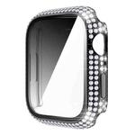 Diamond PC + Tempered Glass Watch Case For Apple Watch Series 9 / 8 / 7 41mm(Black)