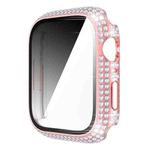 Diamond PC + Tempered Glass Watch Case For Apple Watch Series 8 / 7 45mm(Pink)