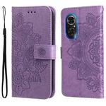 For Honor 50 SE / Huawei nova 9 SE 7-petal Flowers Embossed Flip Leather Phone Case(Light Purple)