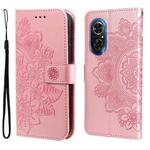 For Honor 50 SE / Huawei nova 9 SE 7-petal Flowers Embossed Flip Leather Phone Case(Rose Gold)