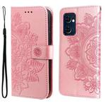 For OPPO Find X5 Lite / Reno7 5G 7-petal Flowers Embossed Flip Leather Phone Case(Rose Gold)