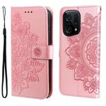 For OPPO Find X5 Pro 7-petal Flowers Embossed Flip Leather Phone Case(Rose Gold)