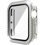 Double-Row Diamond PC+Tempered Glass Watch Case For Apple Watch Series 6&SE&5&4 40mm(Silver)