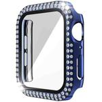 Double-Row Diamond PC+Tempered Glass Watch Case For Apple Watch Series 6&SE&5&4 44mm(Navy Blue)