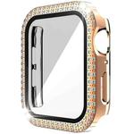 Double-Row Diamond PC+Tempered Glass Watch Case For Apple Watch Series 6&SE&5&4 44mm(Rose Gold)