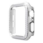 Double-Row Diamond Two-color Electroplating PC Watch Case For Apple Watch Series 6&SE&5&4 40mm(White+Silver)