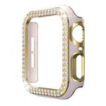 Double-Row Diamond Two-color Electroplating PC Watch Case For Apple Watch Series 6&SE&5&4 40mm(Pink+Gold)