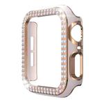 Double-Row Diamond Two-color Electroplating PC Watch Case For Apple Watch Series 6&SE&5&4 40mm(Pink+Rose Gold)