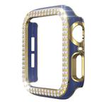 Double-Row Diamond Two-color Electroplating PC Watch Case For Apple Watch Series 6&SE&5&4 40mm(Navy Blue+Gold)