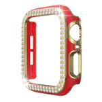 Double-Row Diamond Two-color Electroplating PC Watch Case For Apple Watch Series 6&SE&5&4 40mm (Red+Gold)