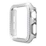 Double-Row Diamond Two-color Electroplating PC Watch Case For Apple Watch Series 6&SE&5&4 44mm(White+Silver)