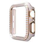 Double-Row Diamond Two-color Electroplating PC Watch Case For Apple Watch Series 6&SE&5&4 44mm(Pink+Rose Gold)