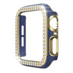 Double-Row Diamond Two-color Electroplating PC Watch Case For Apple Watch Series 6&SE&5&4 44mm(Navy Blue+Gold)