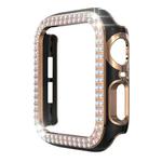 Double-Row Diamond Two-color Electroplating PC Watch Case For Apple Watch Series 6&SE&5&4 44mm(Black+Rose Gold)