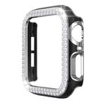 Double-Row Diamond Two-color Electroplating PC Watch Case For Apple Watch Series 6&SE&5&4 44mm(Black+Silver)