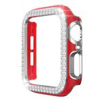 Double-Row Diamond Two-color Electroplating PC Watch Case For Apple Watch Series 6&SE&5&4 44mm(Red+Silver)