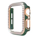 Double-Row Diamond Two-color Electroplating PC Watch Case For Apple Watch Series 6&SE&5&4 44mm(Green+Rose Gold)