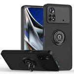 For Xiaomi Poco X4 Pro 5G Q Shadow 1 Series TPU + PC Phone Case with Ring Holder(Black+Black)