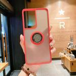 For Samsung Galaxy S21 Ultra 5G Q Shadow I Ring Kickstand PC and TPU Hybrid Phone Case(Red)