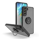 For Samsung Galaxy S21 FE 5G Q Shadow I Ring Kickstand PC and TPU Hybrid Phone Case(Black+Black)