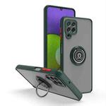 For Samsung Galaxy A22 4G Q Shadow I Ring Kickstand PC and TPU Hybrid Phone Case(Dark Green)