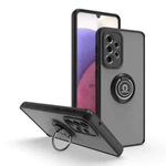 For Samsung Galaxy A33 5G Q Shadow I Ring Kickstand PC and TPU Hybrid Phone Case(Black+Black)