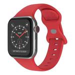 Butterfly Buckle Silicone Watch Band, Size: S For Apple Watch Series 9&8&7 41mm / SE 3&SE 2&6&SE&5&4 40mm / 3&2&1 38mm(Rose Red)