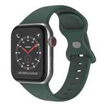 Butterfly Buckle Silicone Watch Band, Size: S For Apple Watch Series 9&8&7 41mm / SE 3&SE 2&6&SE&5&4 40mm / 3&2&1 38mm(Olive Green)