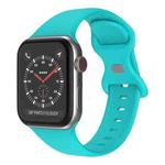 Butterfly Buckle Silicone Watch Band, Size: S For Apple Watch Series 9&8&7 41mm / SE 3&SE 2&6&SE&5&4 40mm / 3&2&1 38mm(Duck Green)